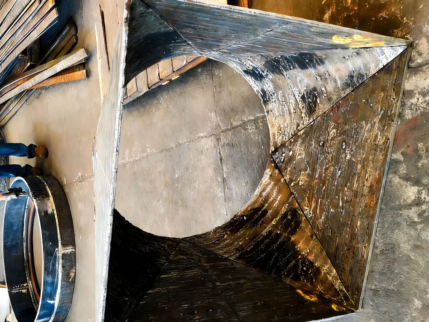 Hardfacing Square to Round Ducting Transition