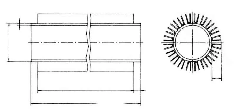 Longitudinal finned tubes cross section