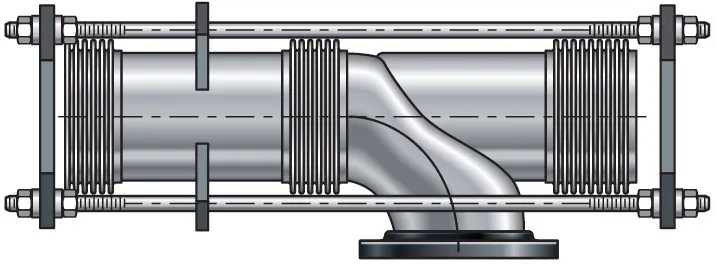 Pressure balanced elbow expansion joint