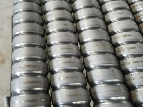 Close-up view of stainless steel corrugated tube